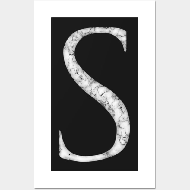 S in Roman White Marble Latin Alphabet Letter Sticker Wall Art by SolarCross